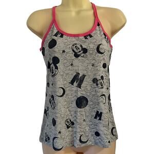 Disney Parks S Gray Mickey Print Tank Top NWT Strappy Summer Knit